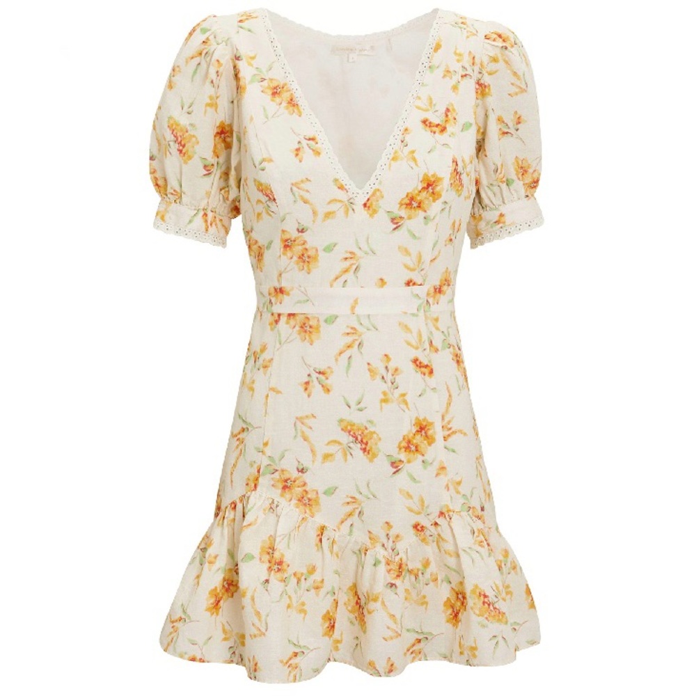 LoveShackFancy Lena Floral Mini Dress with Puff Sleeves